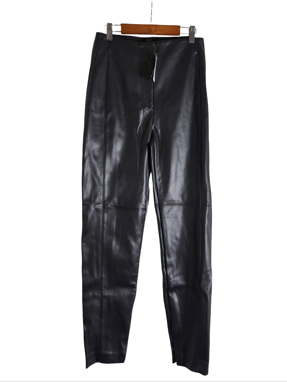 Ann Taylor Black Faux Leather Straight Leg Pants